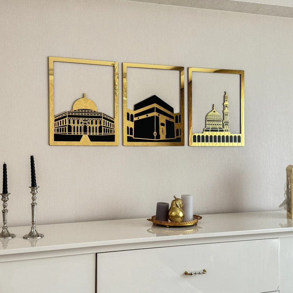 Masjid Al-Haram (Kaaba), Masjid An-Nabawi, Masjid Al Aqsa | Islamic Wall Decoration Set - Image 10