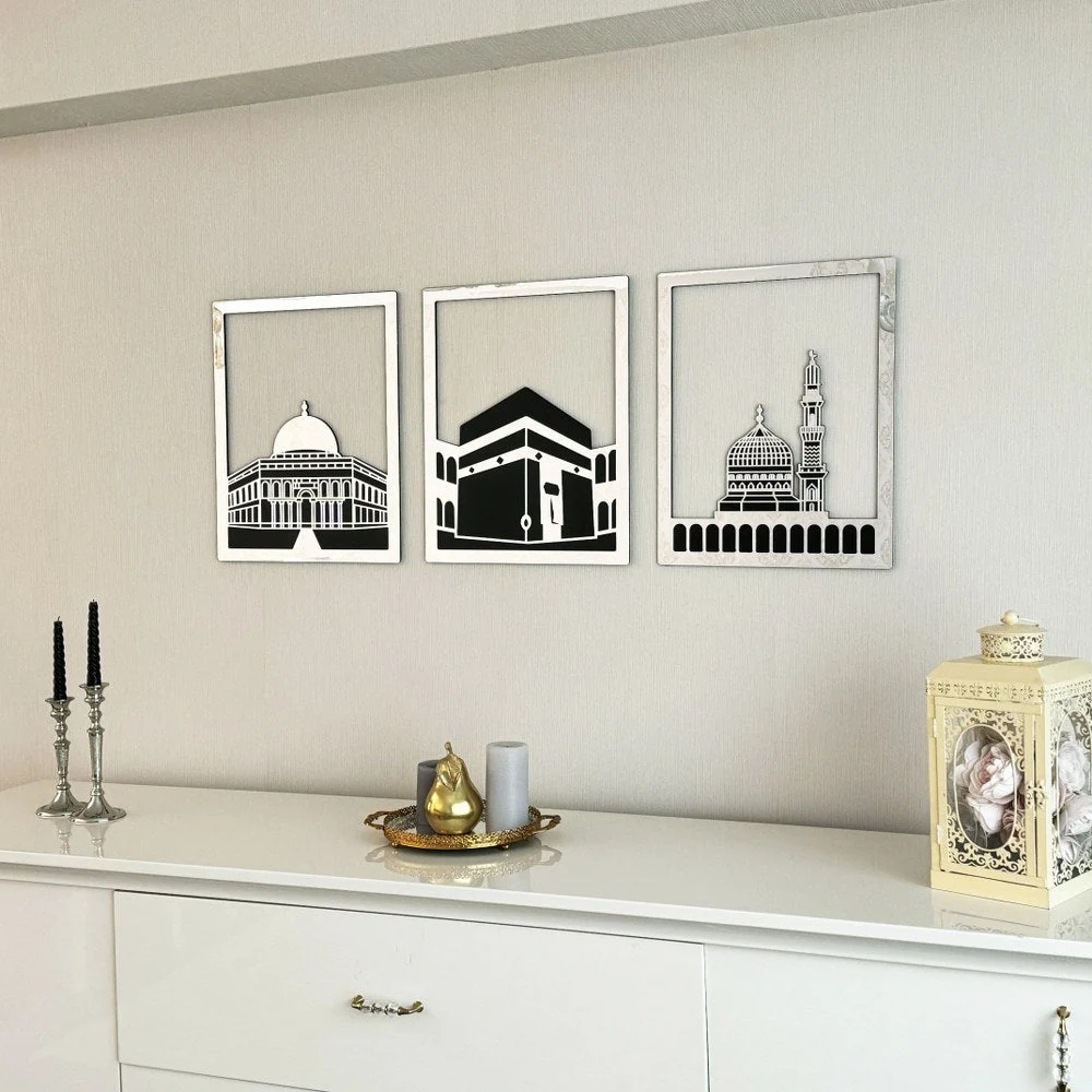 Masjid Al-Haram (Kaaba), Masjid An-Nabawi, Masjid Al Aqsa | Islamic Wall Decoration Set - Image 16