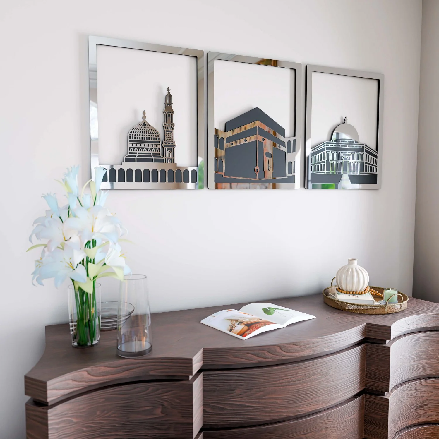 Masjid Al-Haram (Kaaba), Masjid An-Nabawi, Masjid Al Aqsa | Islamic Wall Decoration Set - Image 25