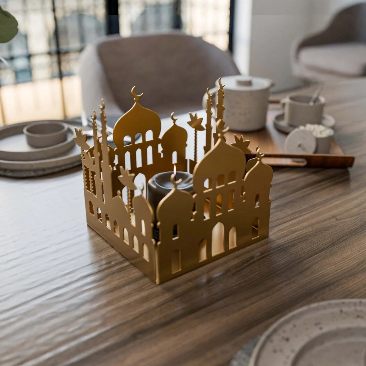 Metal Candle Holder with Masjid Motif - Islamic Home Decor - Image 6
