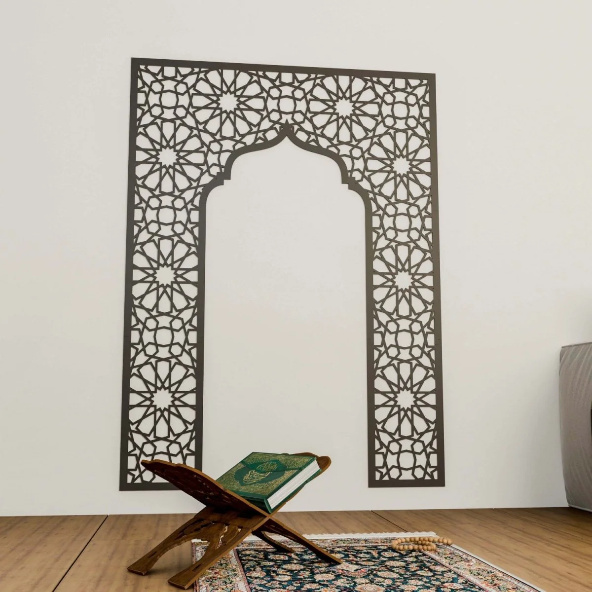 Mihrab Wooden Muslim Home Decor – Prayer Room Ideas | Islamic Wall Art - Image 2