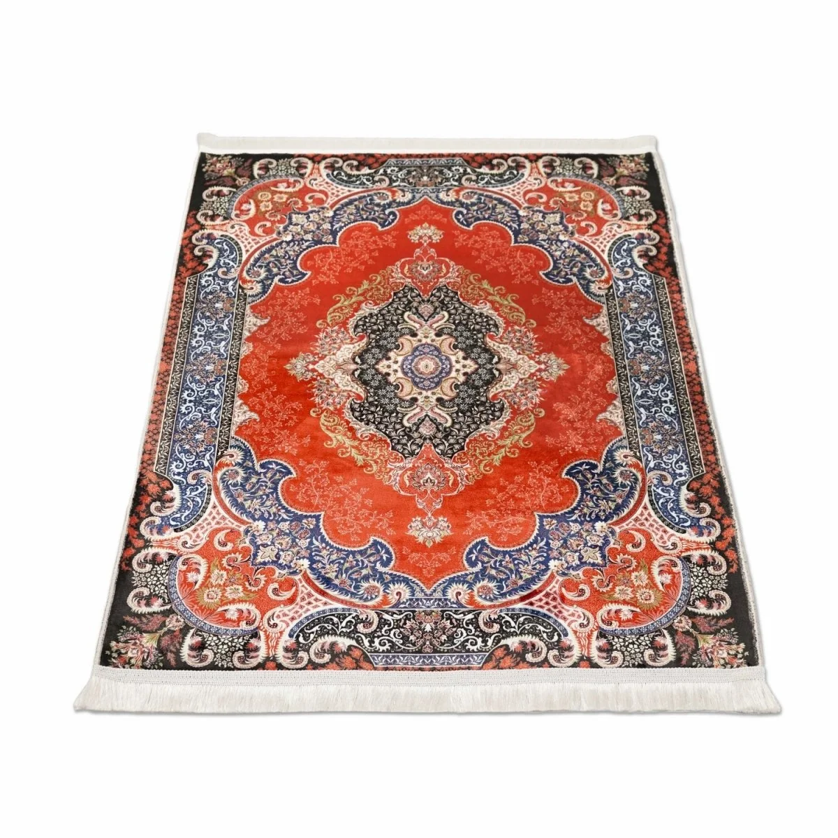 Muslim Prayer Carpet - Red & Black Detailed Floral - Image 4