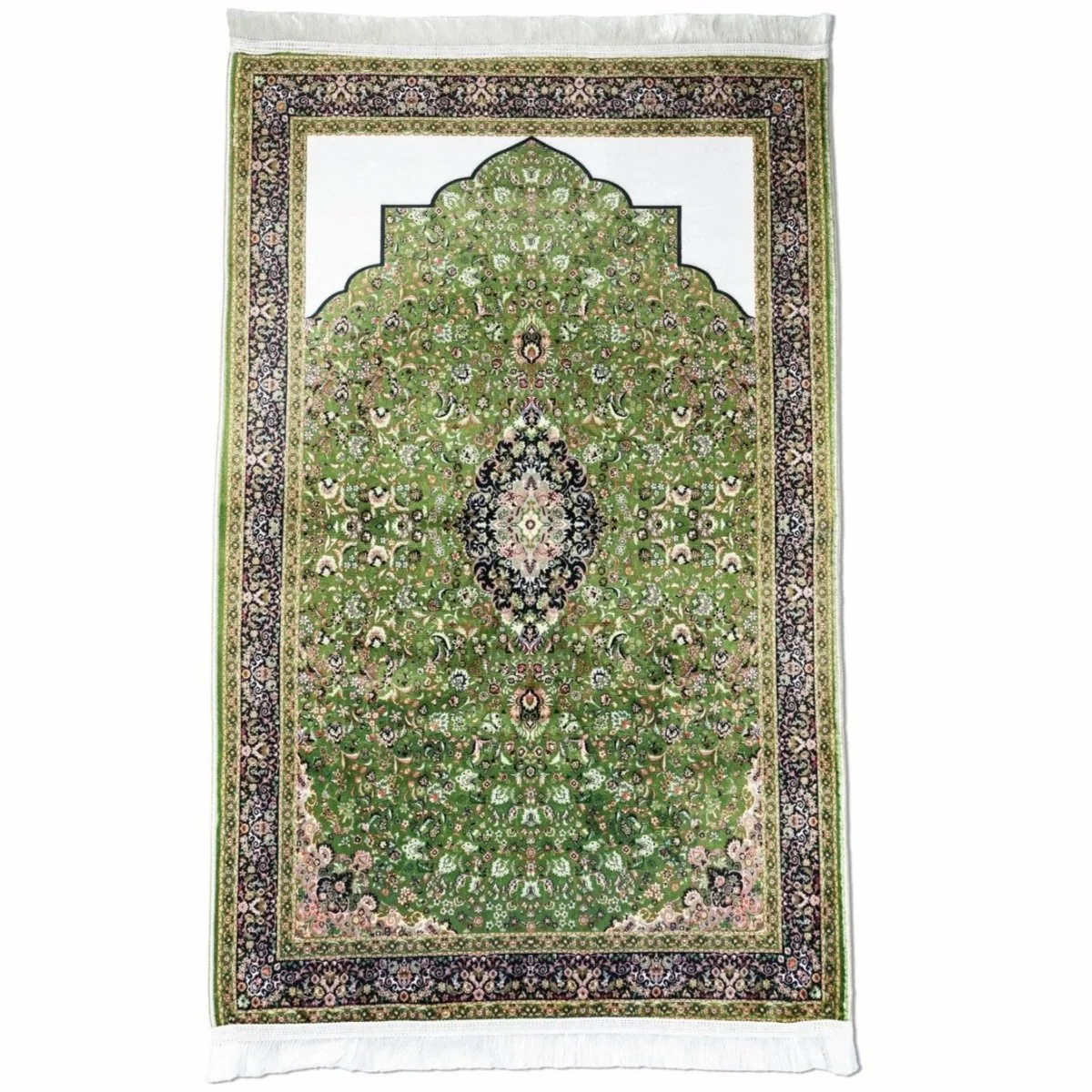 Muslim Prayer Rug - Green & Black Ornate