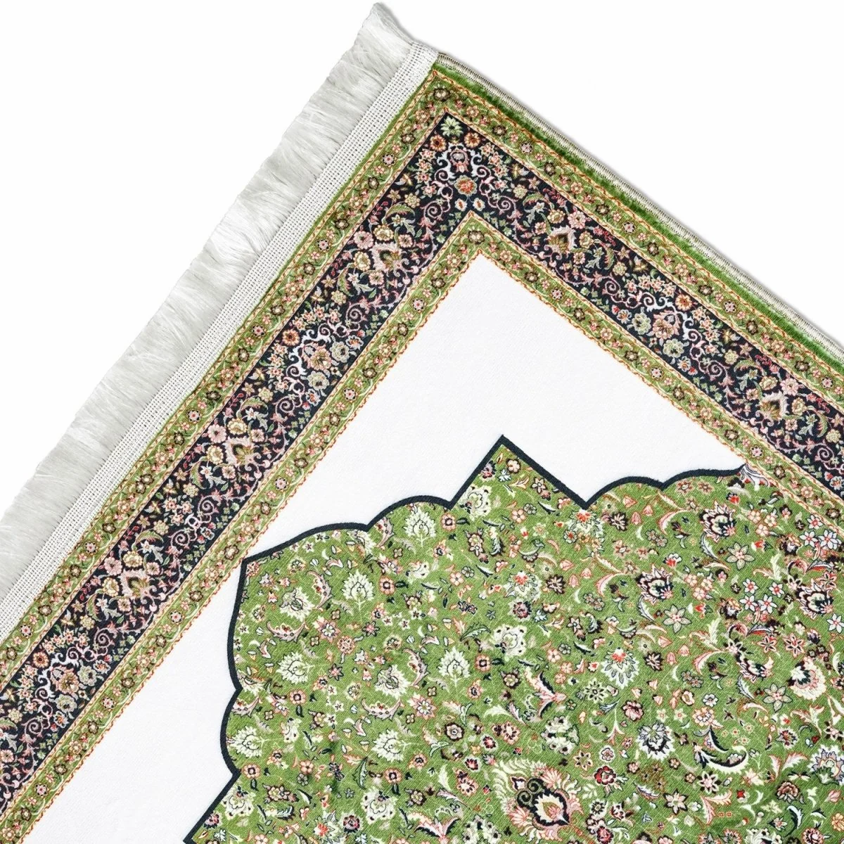 Muslim Prayer Rug - Green & Black Ornate - Image 6