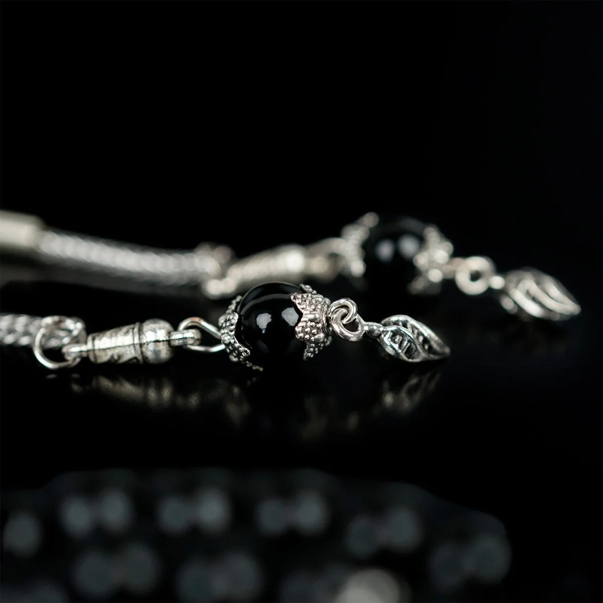 Muslim Prayer Beads - Black Obsidian Stone Beads Islamic Rosary - Image 3