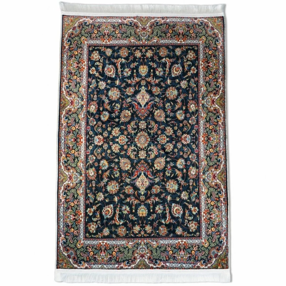 Muslim Praying Rug - Black & Floral Patterns Prayer Carpet for Muslims