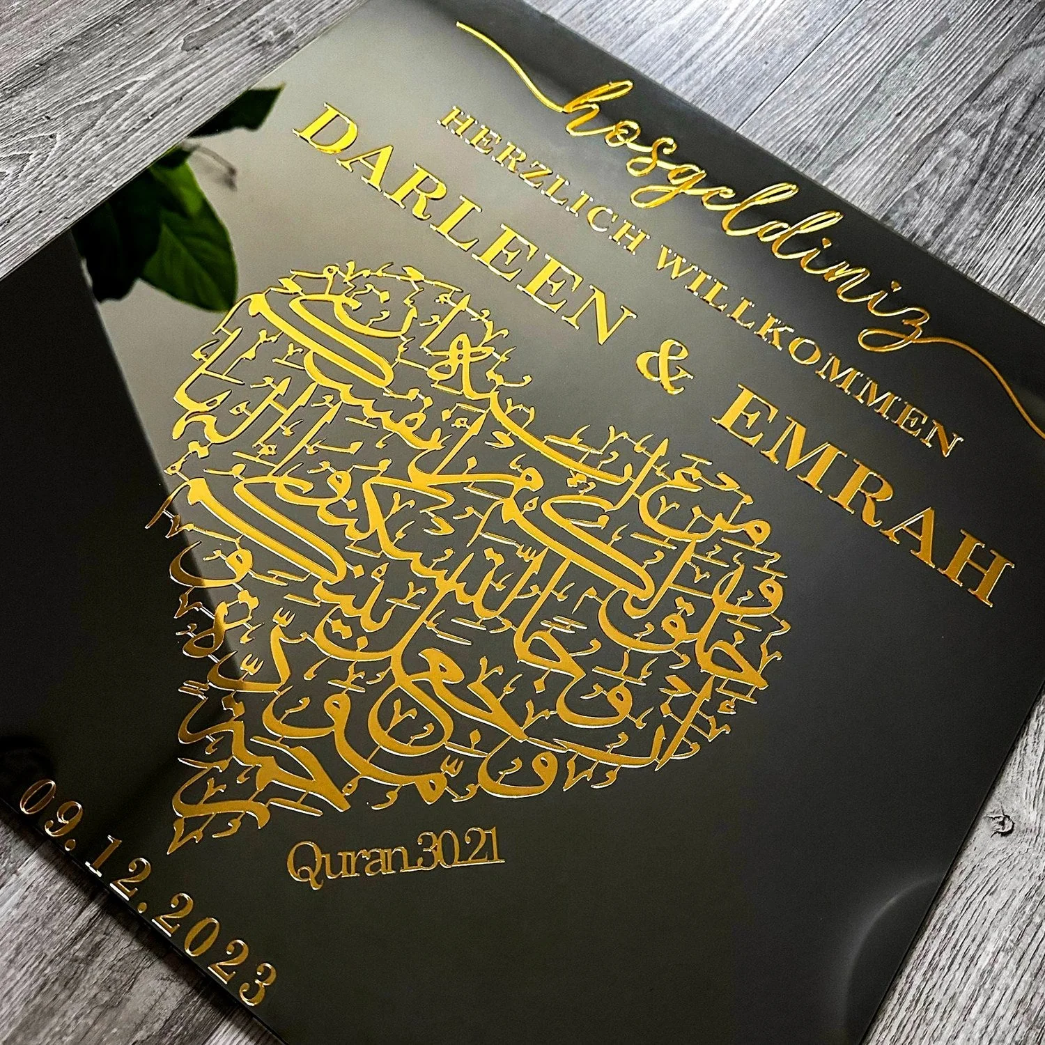 Nikkah Sign – Love & Mercy Surah Rum 21, Muslim Wedding Glass Decor - Image 4