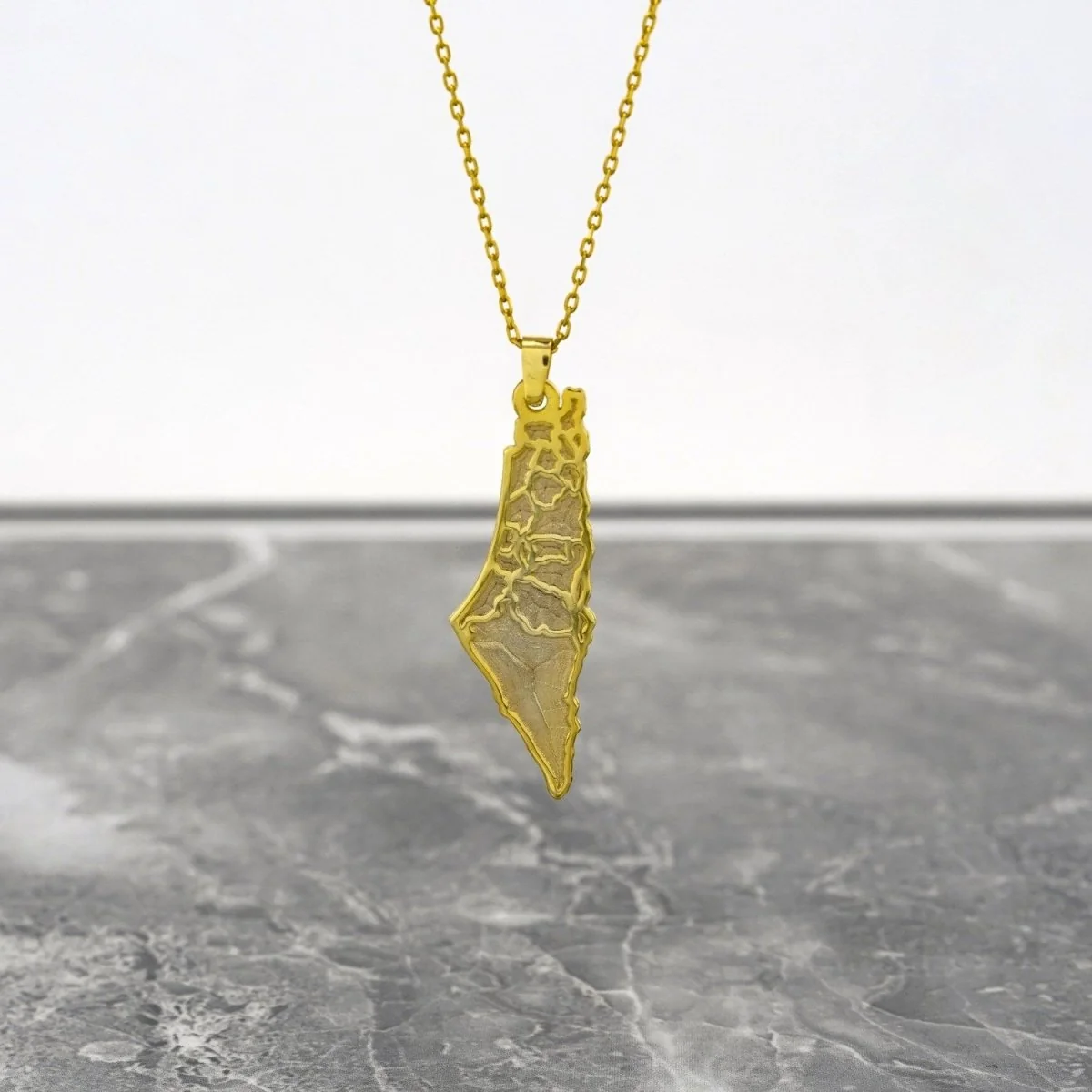 Palestine Gold Necklace - 18K Gold Plated Silver | Engraved Map of Palestine - Image 5