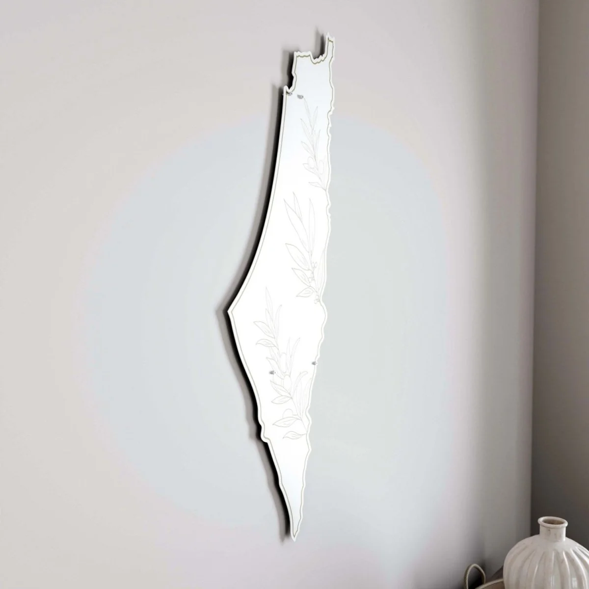 Palestine Wall Map - Olive Branch Peace Theme | UV Print on White Metal - Image 5