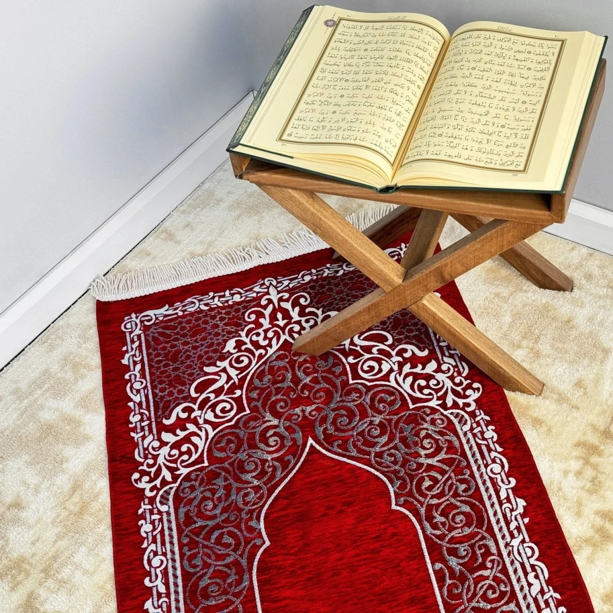 Prayer Mat and Beads Set - Red Prayer Rug, Islamic Gift - Image 7