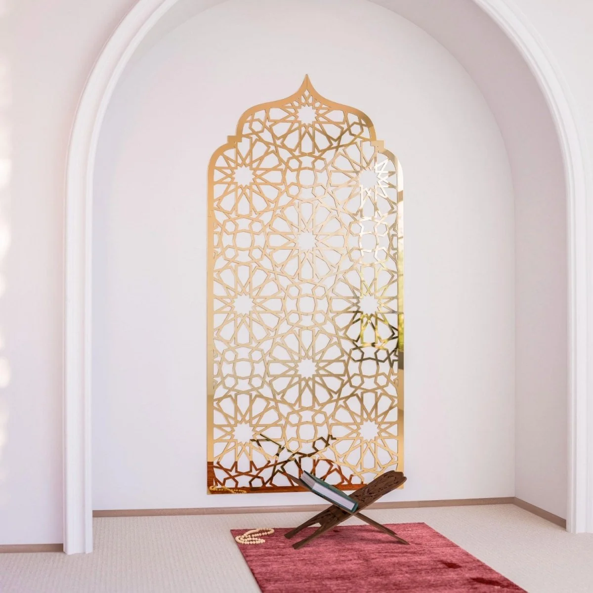 Prayer Room Decor Wooden Interior Mihrab - Islamic Home Decor | 12-Pointed Star