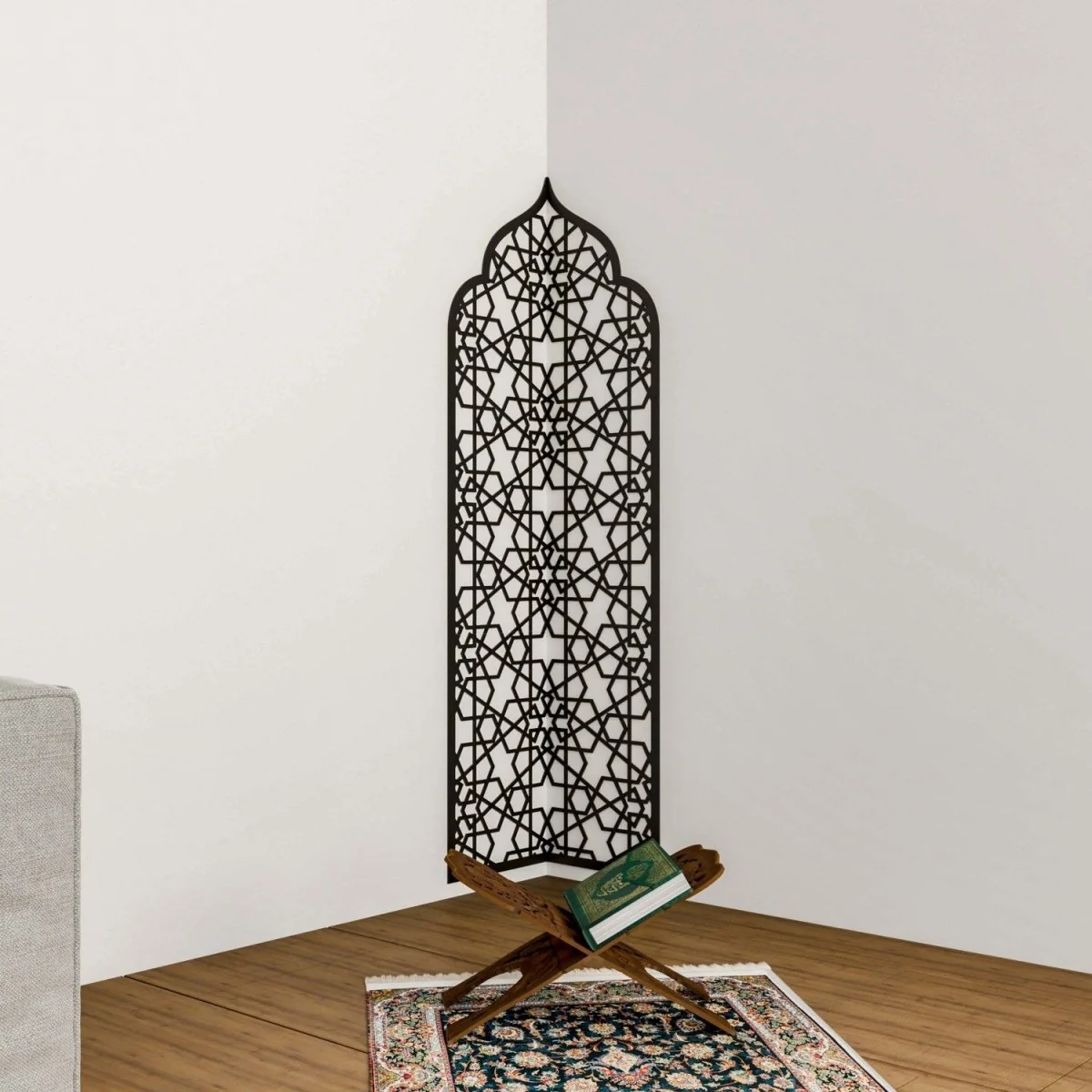 Wooden Interior Mihrab For Prayer Room - Islamic Home Decor | 12-Pointed Star - Image 9