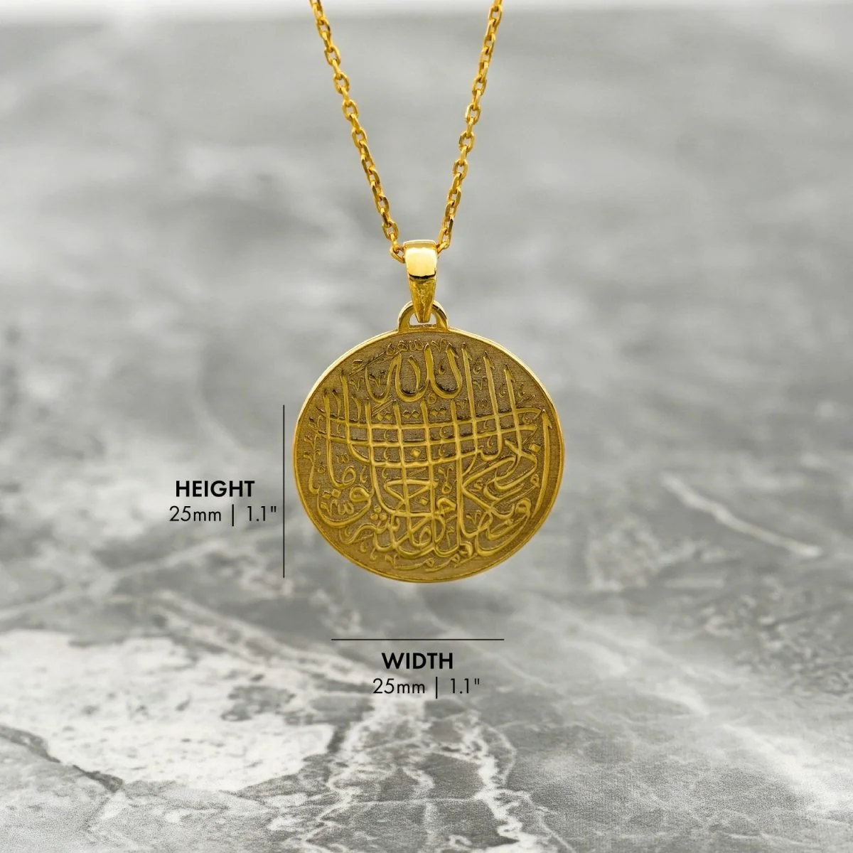 Protection from Evil Eye Dua Muslim Jewelry - 18K Gold Plated Silver Pendant - Image 6