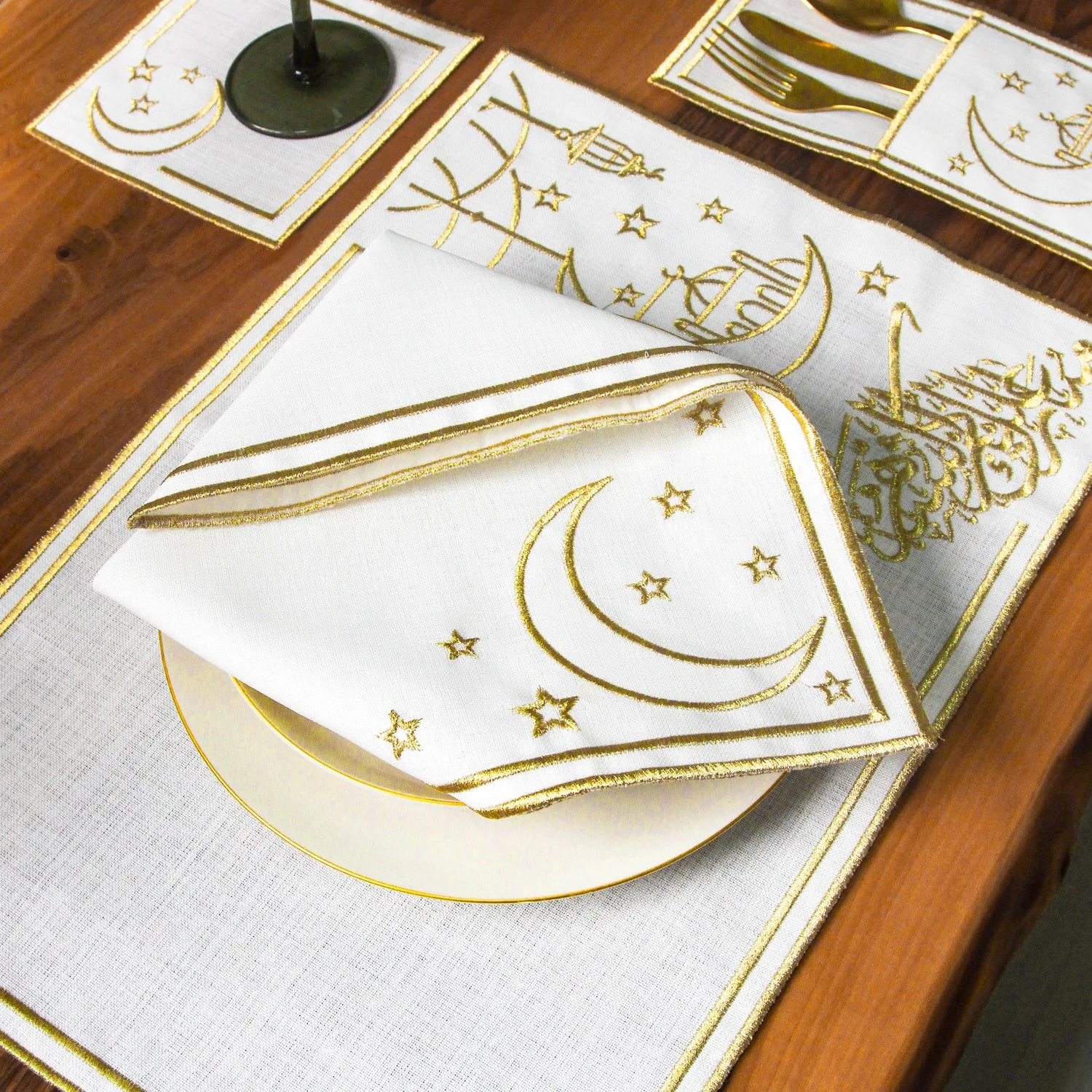 Ramadan Dining Set with Moon, Mosque & Arabic Calligraphy for 6 Persons 24 Piece Set - Image 3