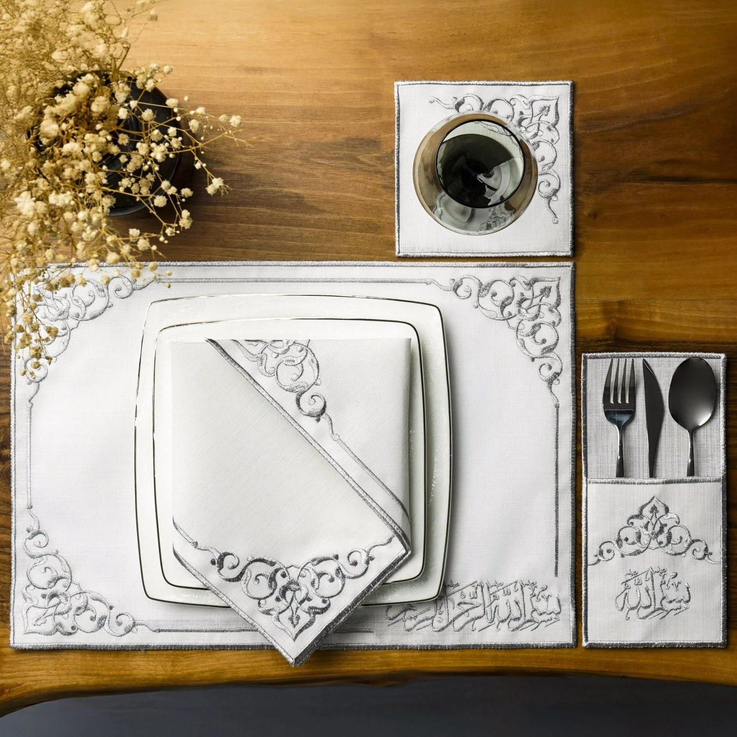 Ramadan Dining Set with Timeless Basmala Arabic Calligraphy for 6 Persons 24 Piece Set - Image 16