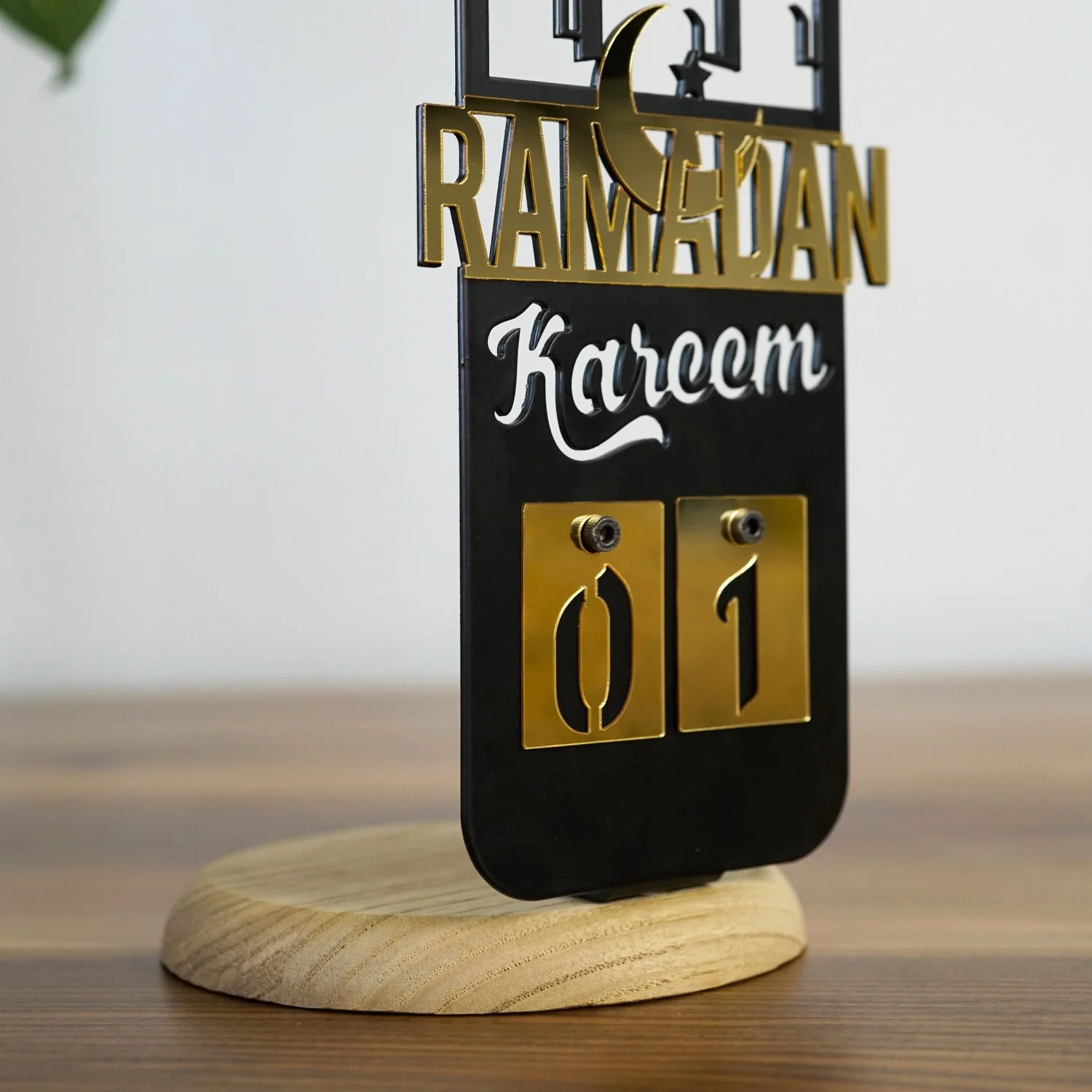 Islamic Candleholder - Ramadan Kareem Calendar, Wooden Stand | Elegant Muslim Gift - Image 2