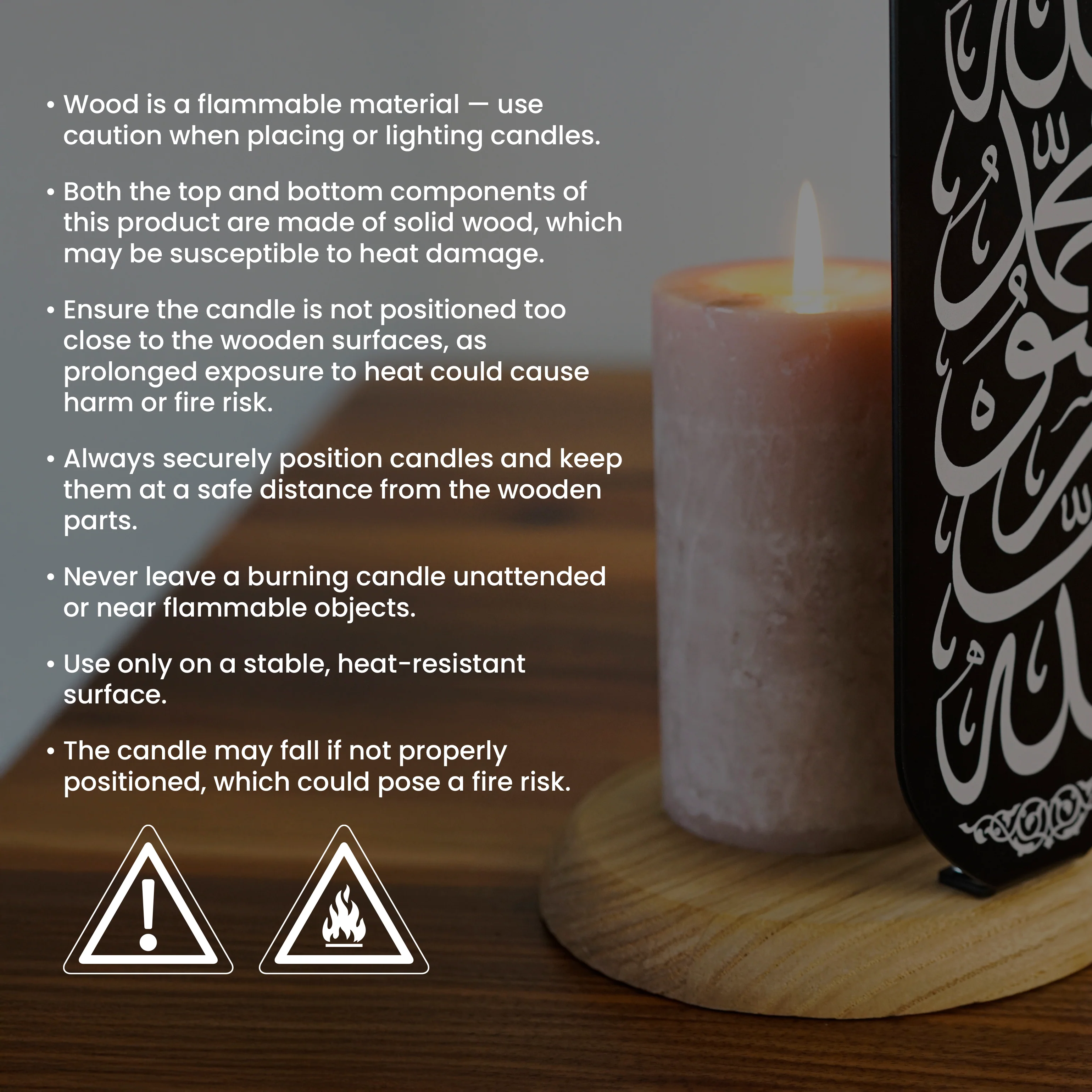 Islamic Candleholder - Ramadan Kareem Calendar, Wooden Stand | Elegant Muslim Gift - Image 6