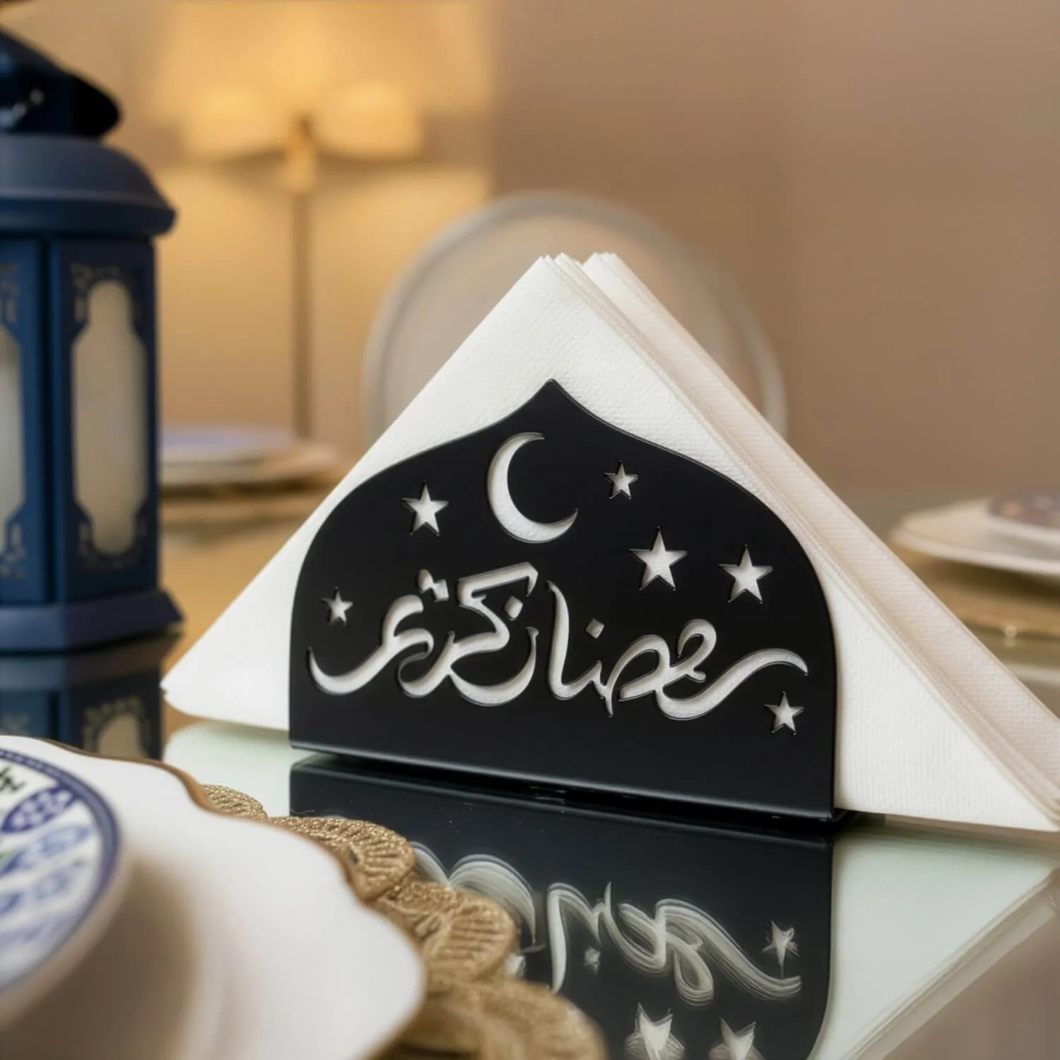 Ramadan Kareem Napkin Holder – Metal Iftar Table Decor - Image 2