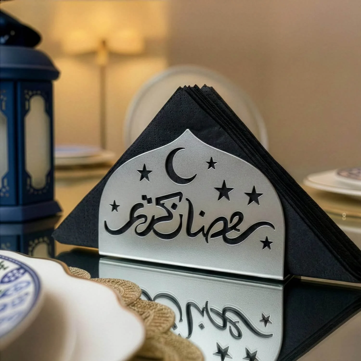 Ramadan Kareem Napkin Holder – Metal Iftar Table Decor - Image 4