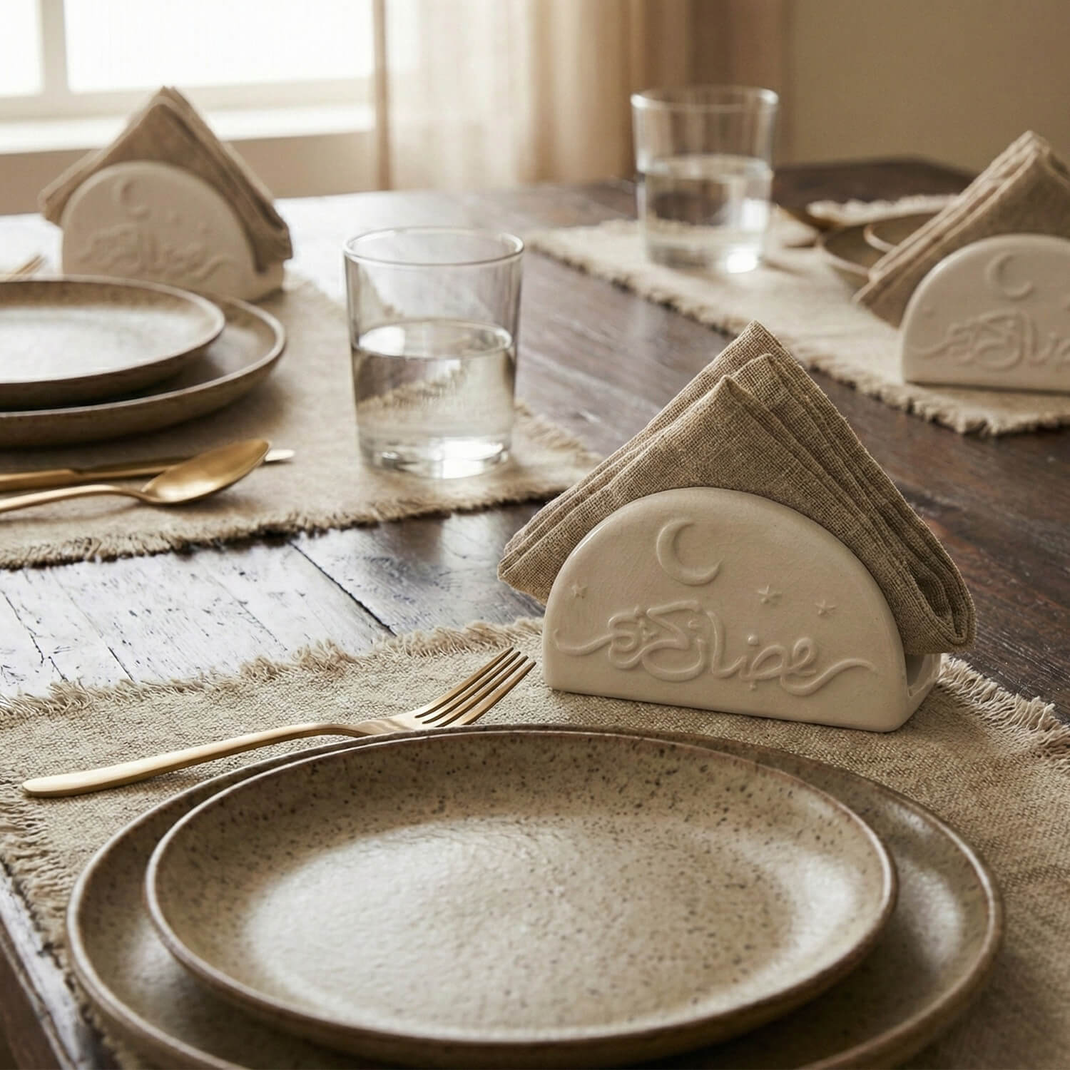 Ramadan Kareem Stone Cast Napkin Holder – Modern Concrete Iftar Decor - Image 5