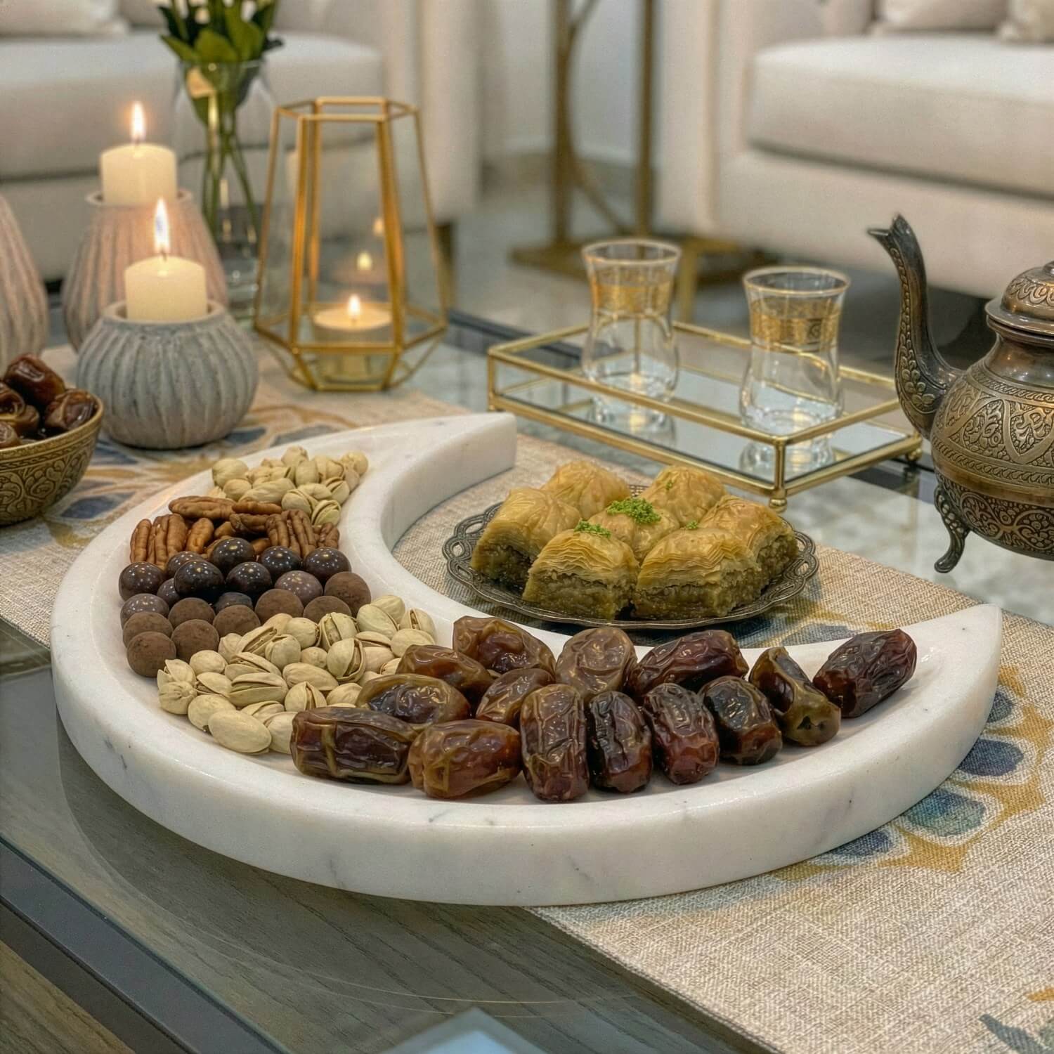 Real Marble Crescent Moon Tray – Natural Stone Serving Platter - Image 12