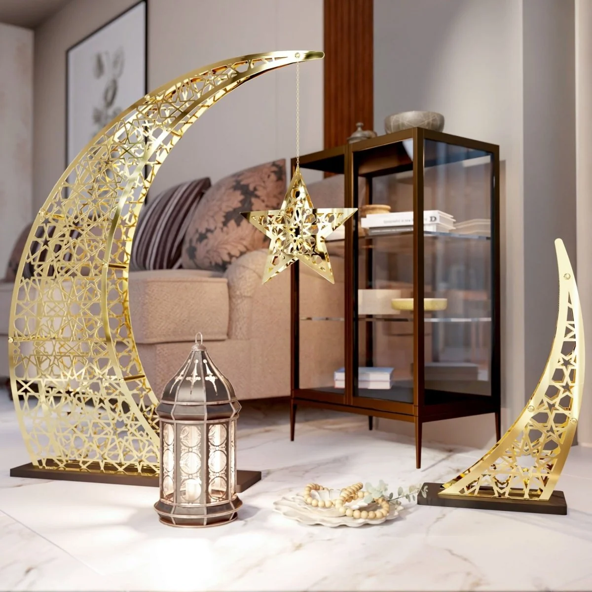 Rising Crescent Moon & Star Ramadan Decor - Metal Islamic Home Decoration - Image 22