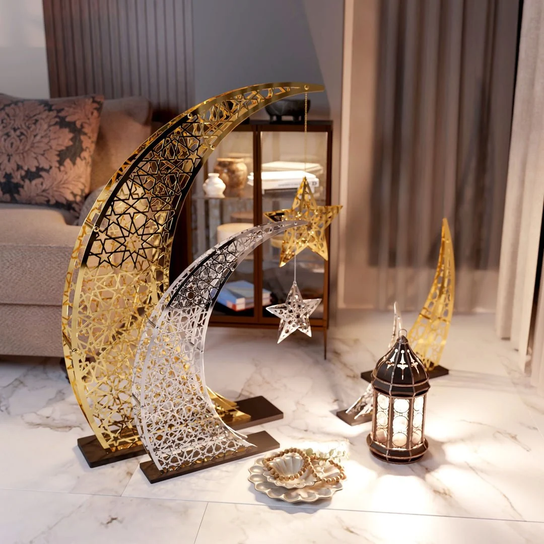 Rising Crescent Moon & Star Ramadan Decor - Metal Islamic Home Decoration - Image 30