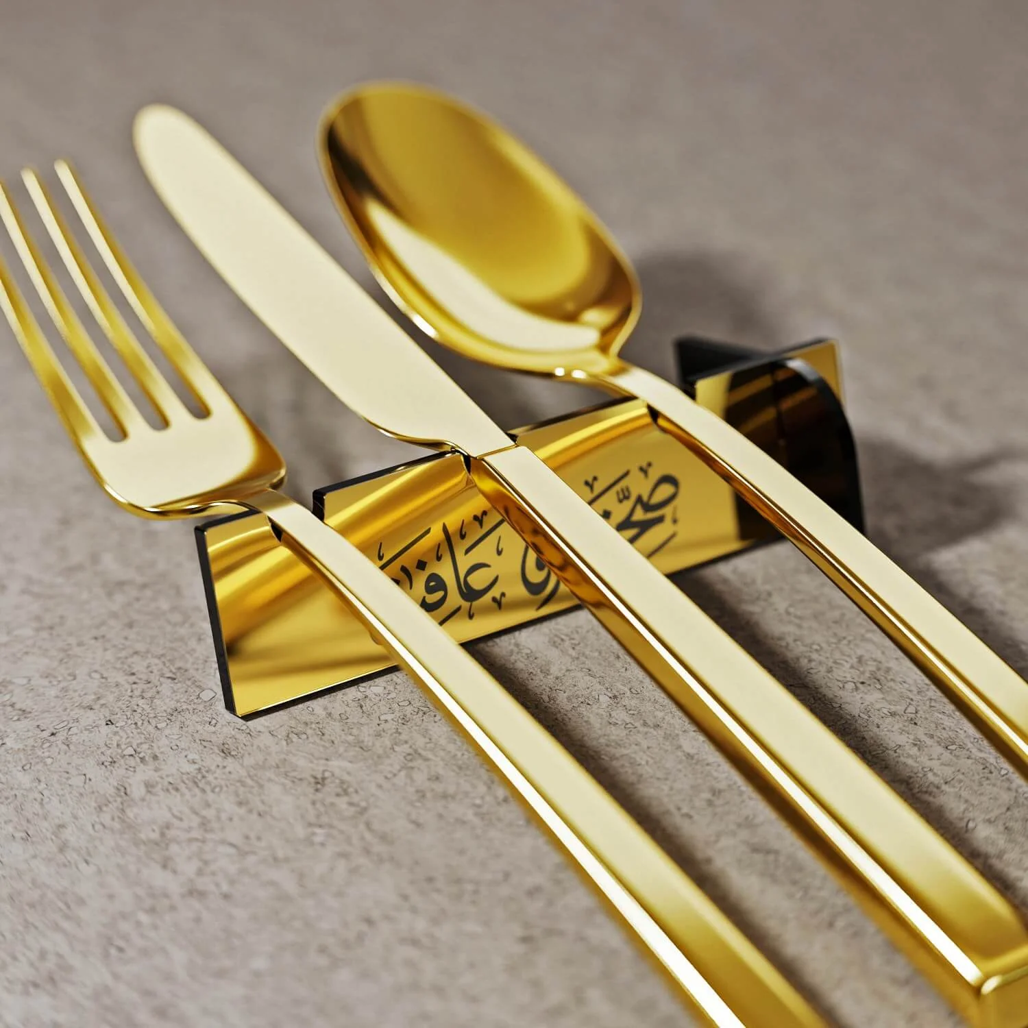 Thuluth Saha w Afia Acrylic Cutlery Holder – Modern Mirror Finish Iftar Table Decor - Image 10
