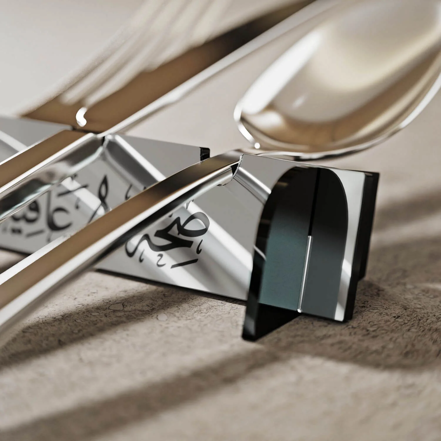 Thuluth Saha w Afia Acrylic Cutlery Holder – Modern Mirror Finish Iftar Table Decor - Image 14