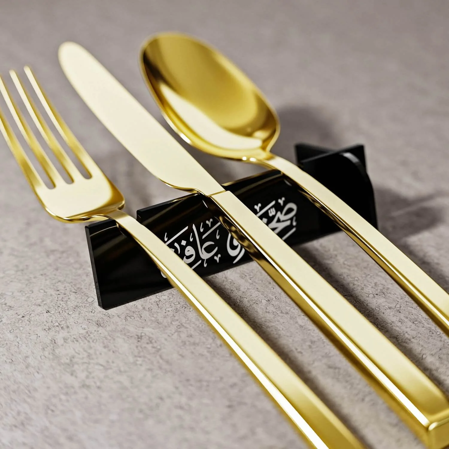 Thuluth Saha w Afia Acrylic Cutlery Holder – Modern Mirror Finish Iftar Table Decor - Image 16