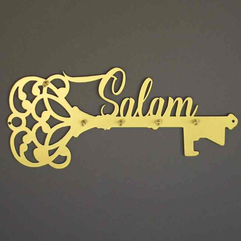 Salam Islamic Key Holder - Muslim Home Entryway Wall Decor | Latin Calligraphy - Image 5