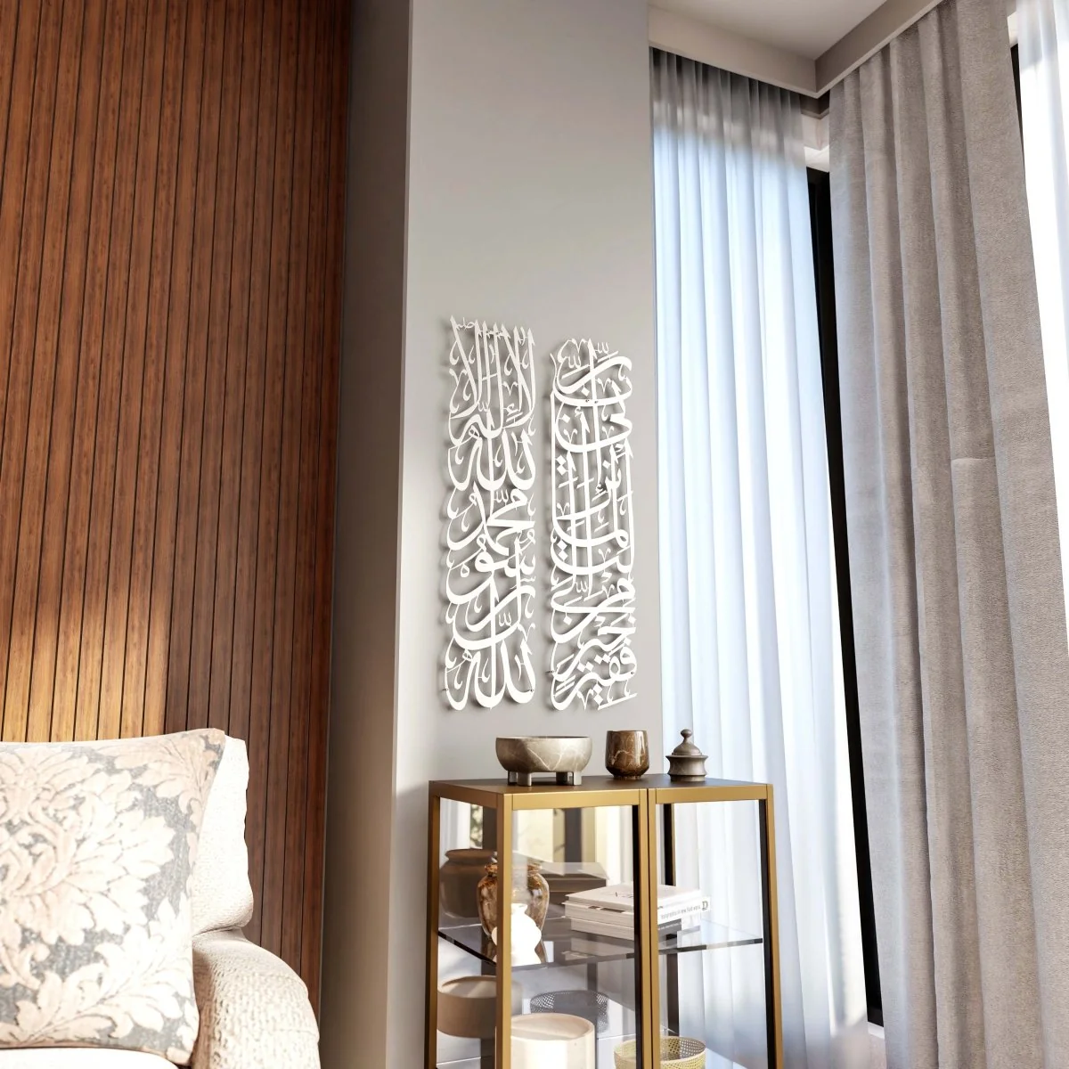 First Kalima (Tawheed) and Surah Al-Qasas 24 - Metal Islamic Wall Art | Column Decor Set - Image 28