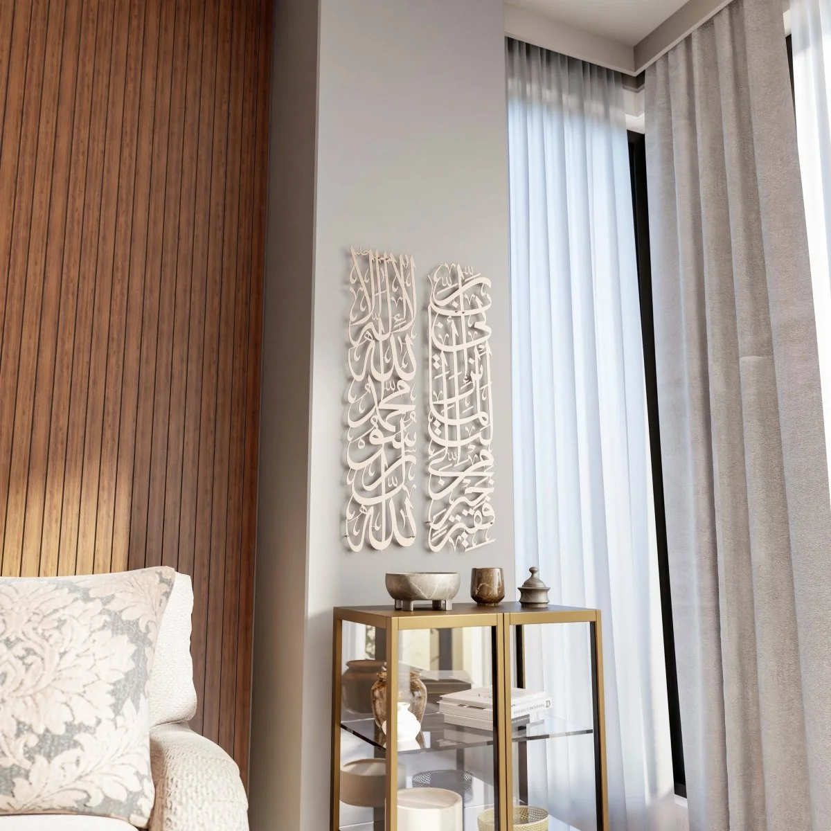 First Kalima (Tawheed) and Surah Al-Qasas 24 - Metal Islamic Wall Art | Column Decor Set - Image 30