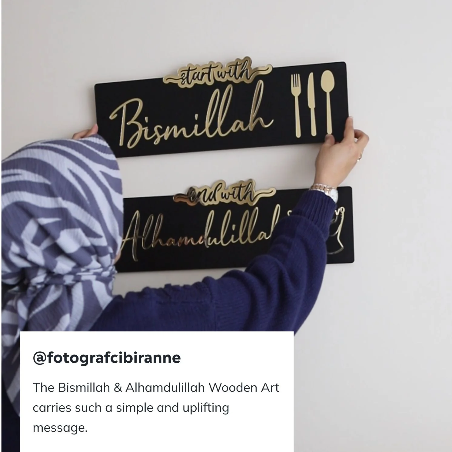 Start with Bismillah, End with Alhamdulillah - Wooden Islamic Wall Art - Image 4