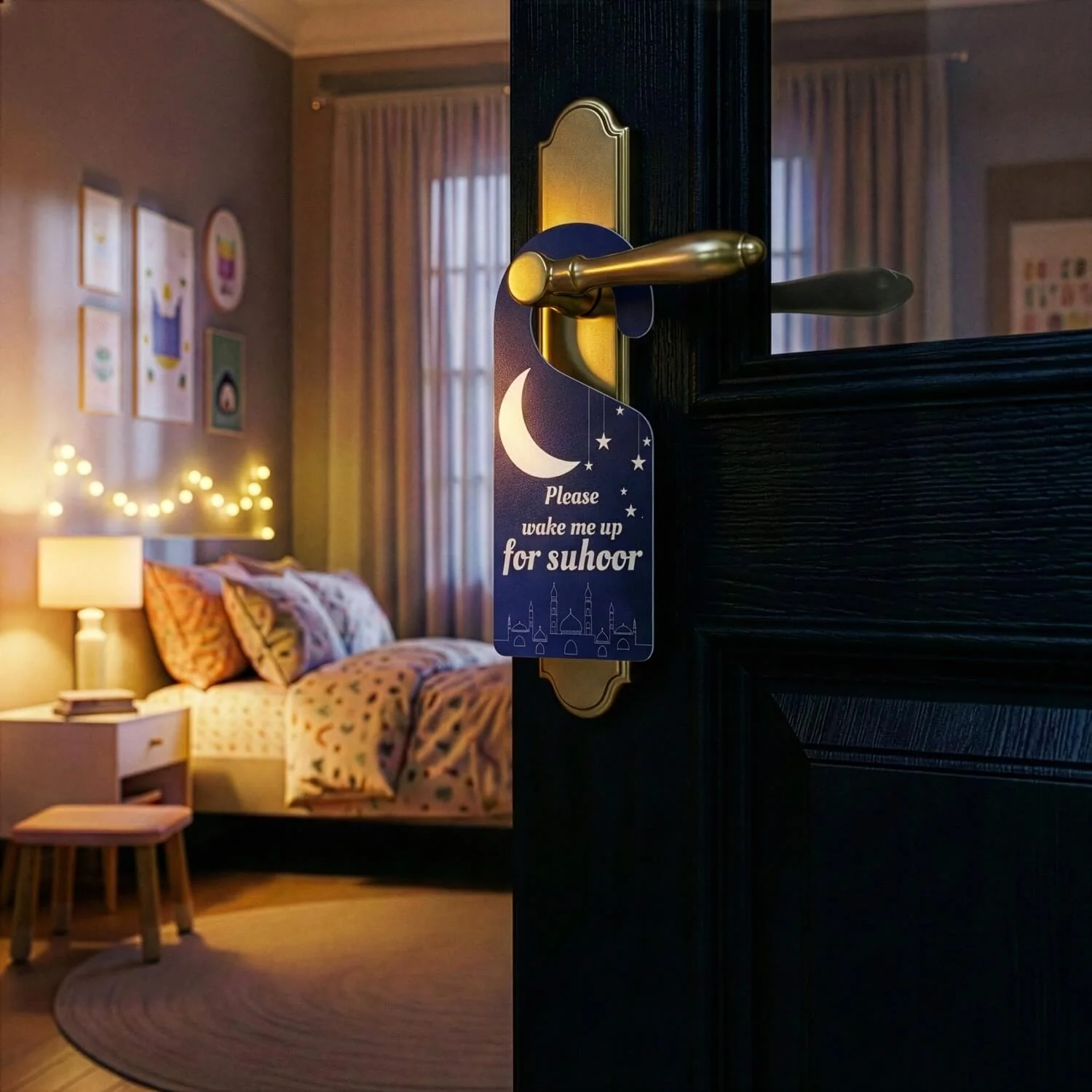 Wake Me Up For Suhoor Door Hanger – Ramadan Kids Room Sign - Image 5