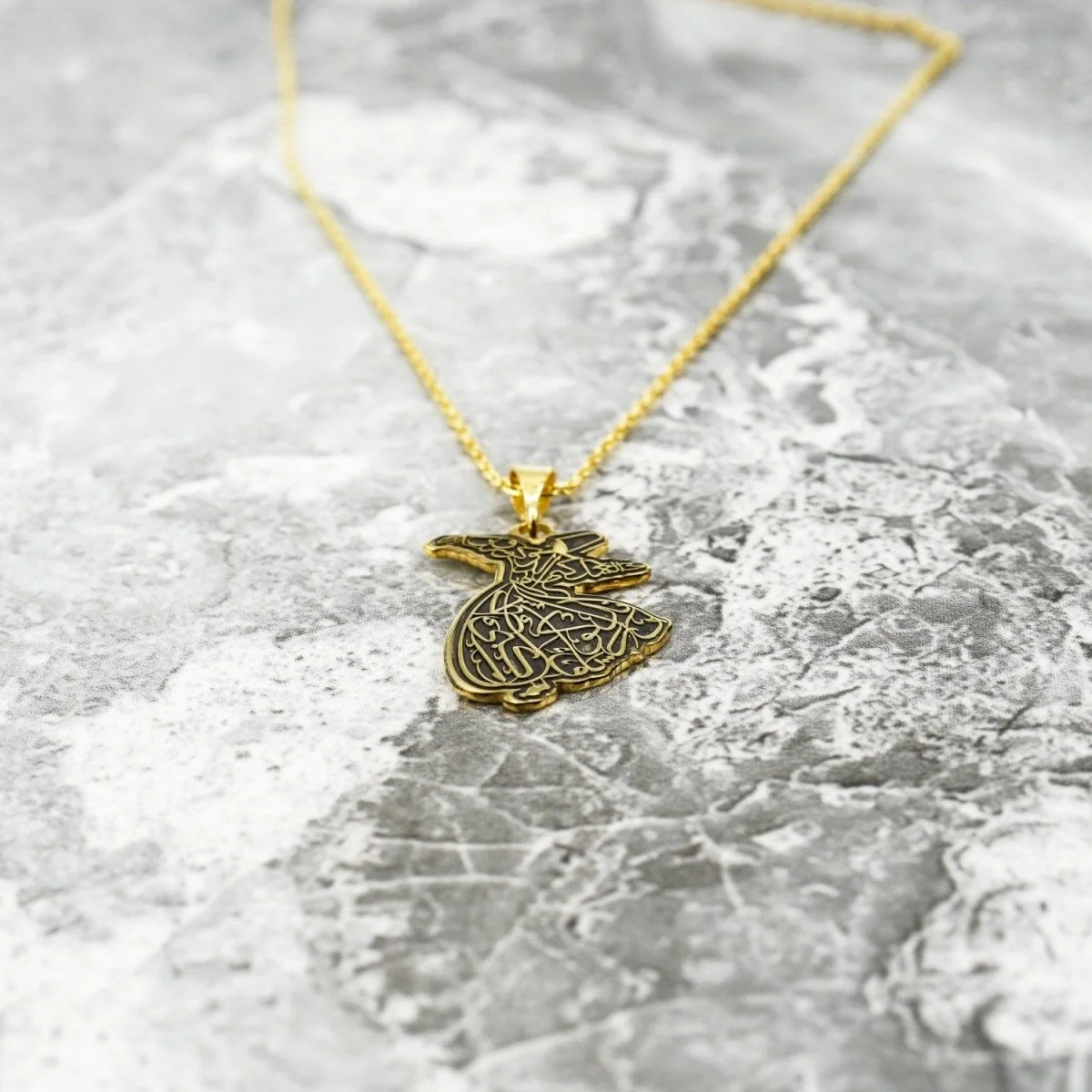 Whirling Darwish Muslim Jewelry - Islamic Pendant, 18K Gold Plated Silver - Image 10