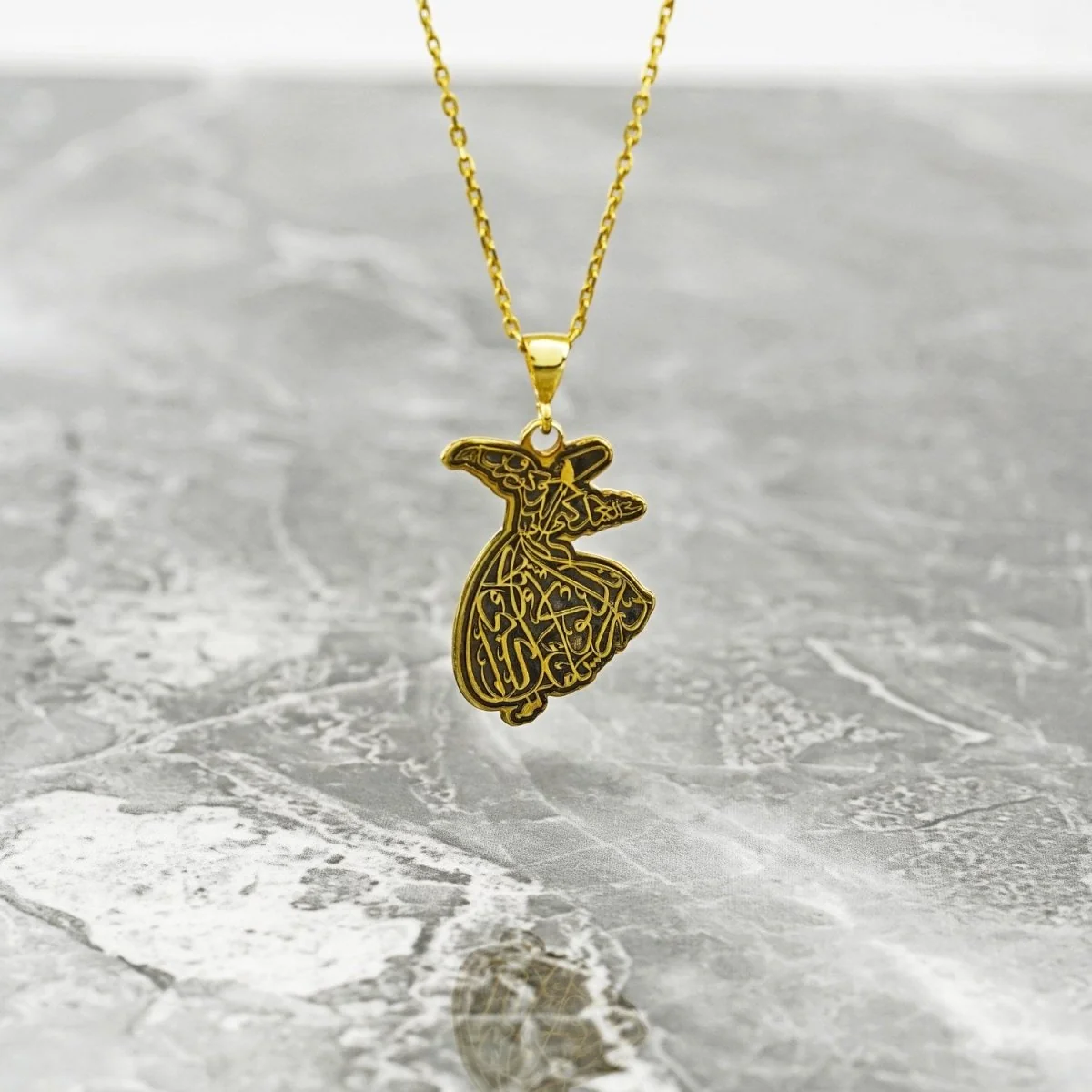 Whirling Darwish Muslim Jewelry - Islamic Pendant, 18K Gold Plated Silver - Image 8