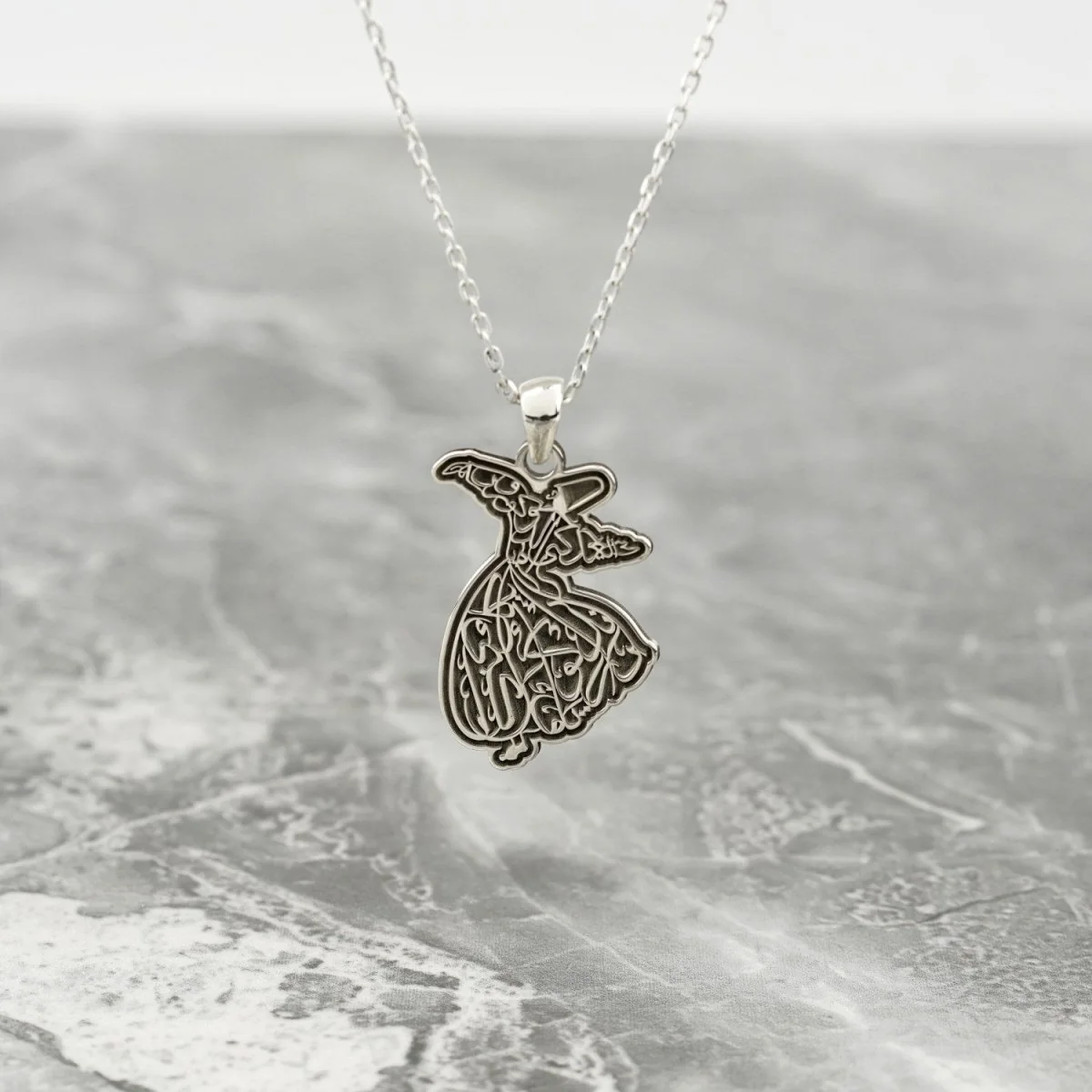 Whirling Darwish Muslim Jewelry - Islamic Pendant, 18K Gold Plated Silver - Image 9