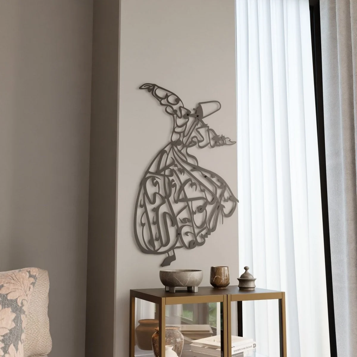 Whirling Dervish Decor - Metal Islamic Wall Art - Image 3