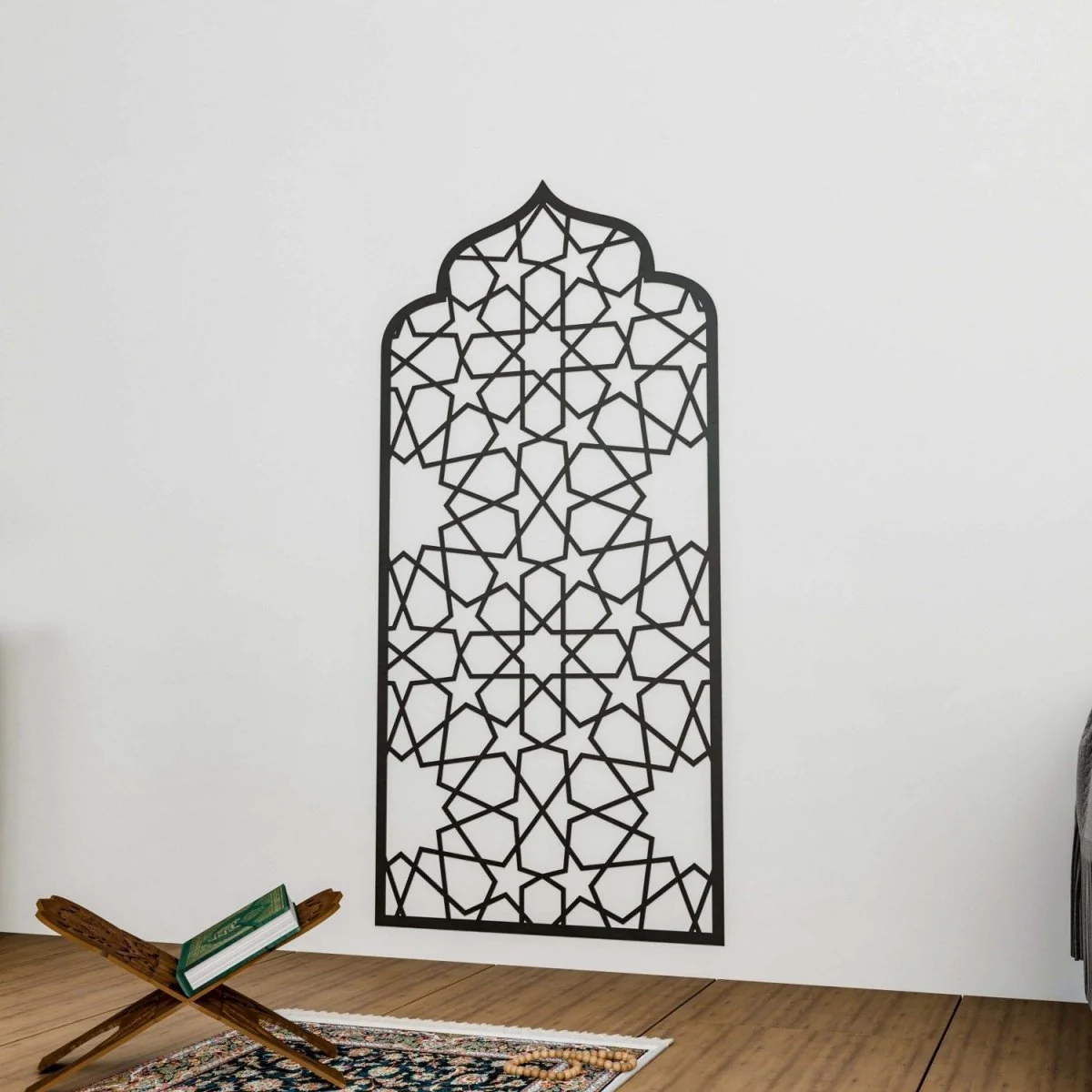 Wooden Interior Mihrab For Prayer Room - Islamic Home Decor | 12-Pointed Star - Image 8