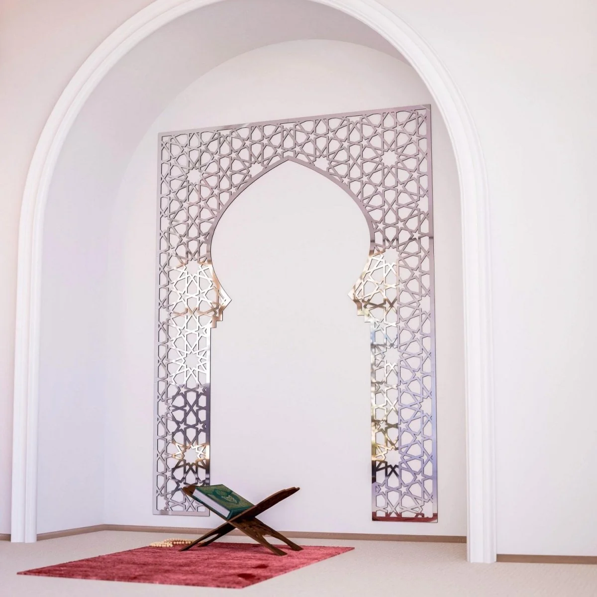 Wooden Mihrab for Home Prayer Space - Islamic Wall Art | 10 Pointed Star - Image 14
