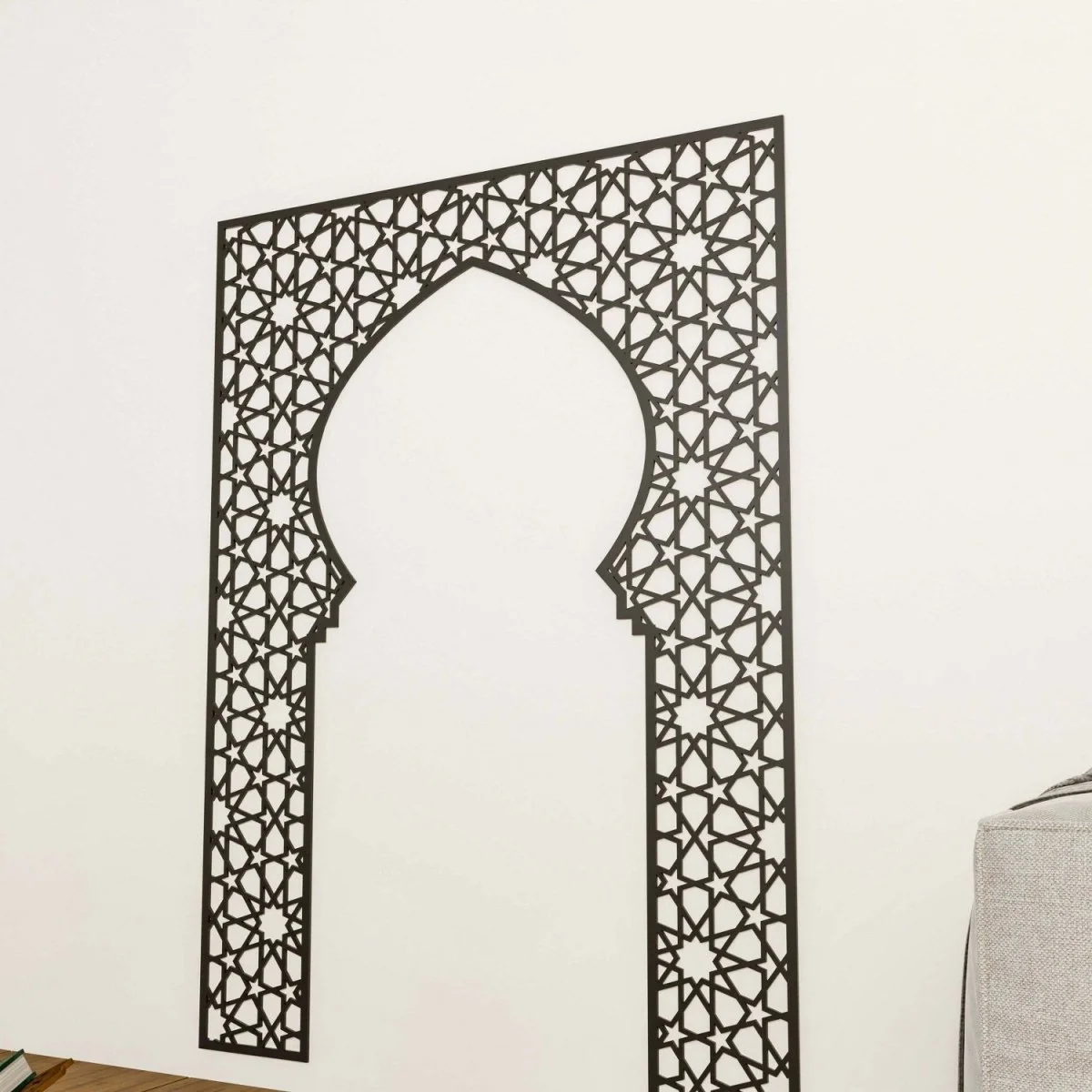 Wooden Mihrab for Home Prayer Space - Islamic Wall Art | 10 Pointed Star - Image 5