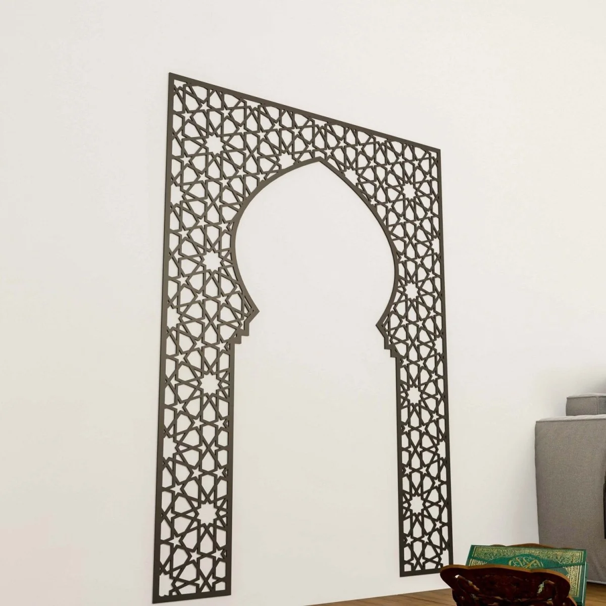 Wooden Mihrab for Home Prayer Space - Islamic Wall Art | 10 Pointed Star - Image 6