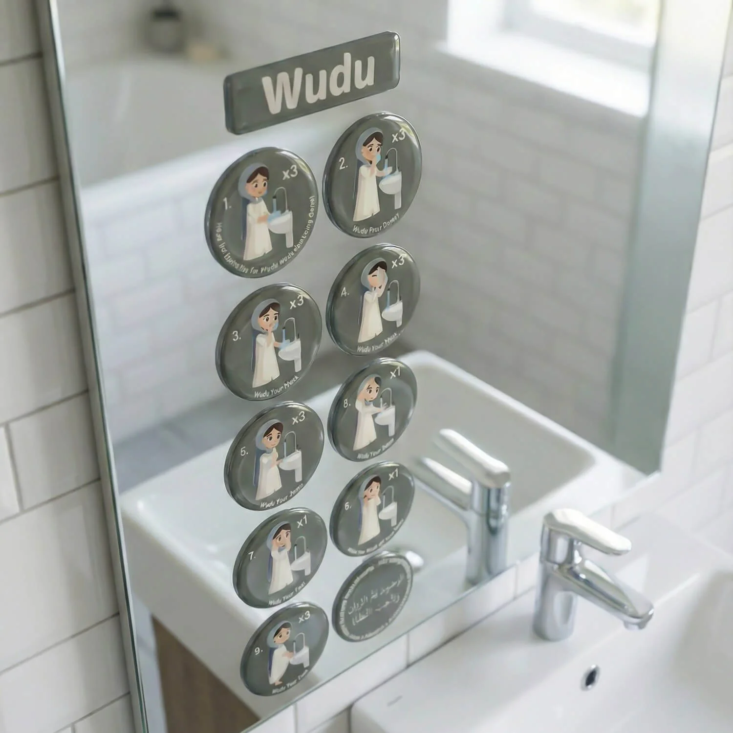 Wudu & Salah Visual Guide – 3D Resin Sticker for Kids - Image 16