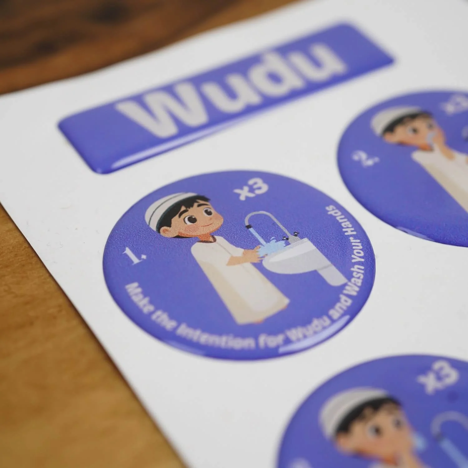 Wudu & Salah Visual Guide – 3D Resin Sticker for Kids - Image 7